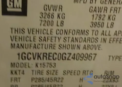 2016 Chevrolet Silverado 1500 2Lt from USA, damaged, VIN 1GCVKREC0GZ409967